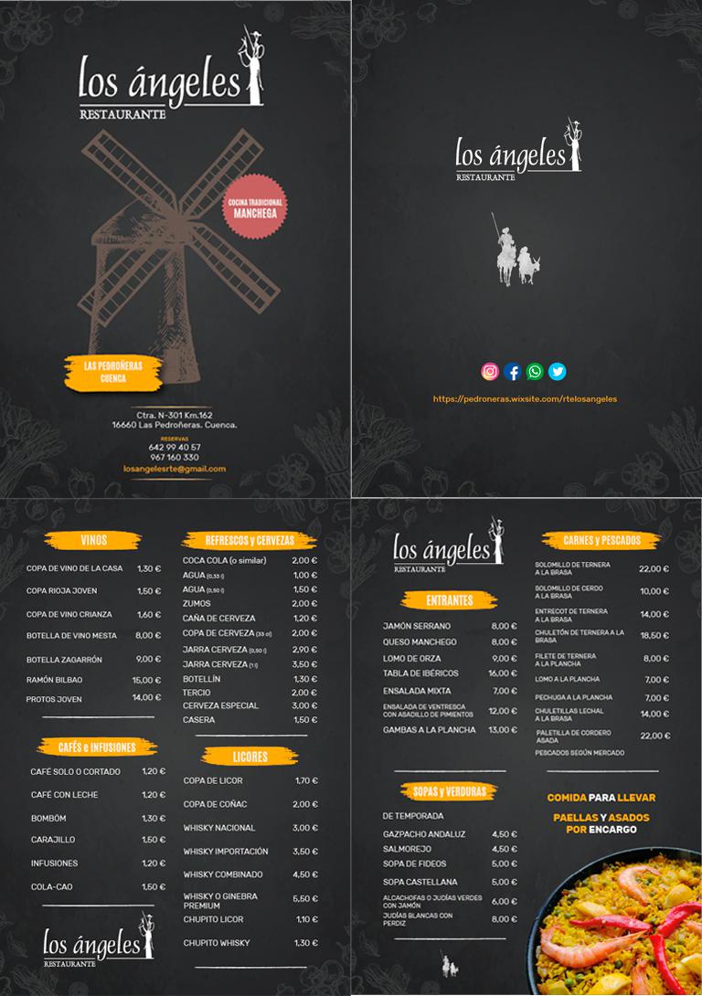 Carta Restaurante Los Ángeles (Las Pedroñeras)